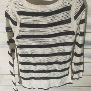 Talbots Black and White Striped Sweater